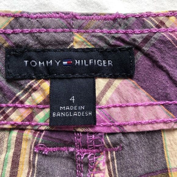 Tommy Hilfiger Women’s Lavender plaid shorts cuffed Size 4 - Picture 2 of 7